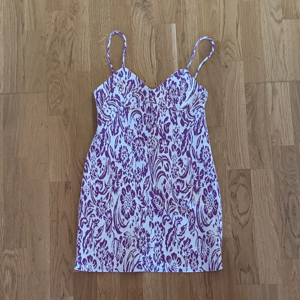 Zara White and Magenta Floral Slip Dress